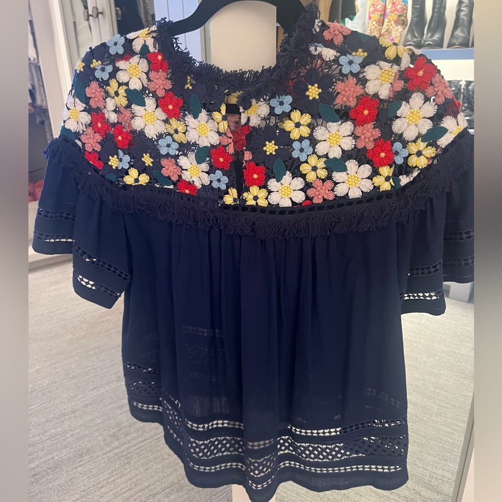 Sea NY navy top with embroidery